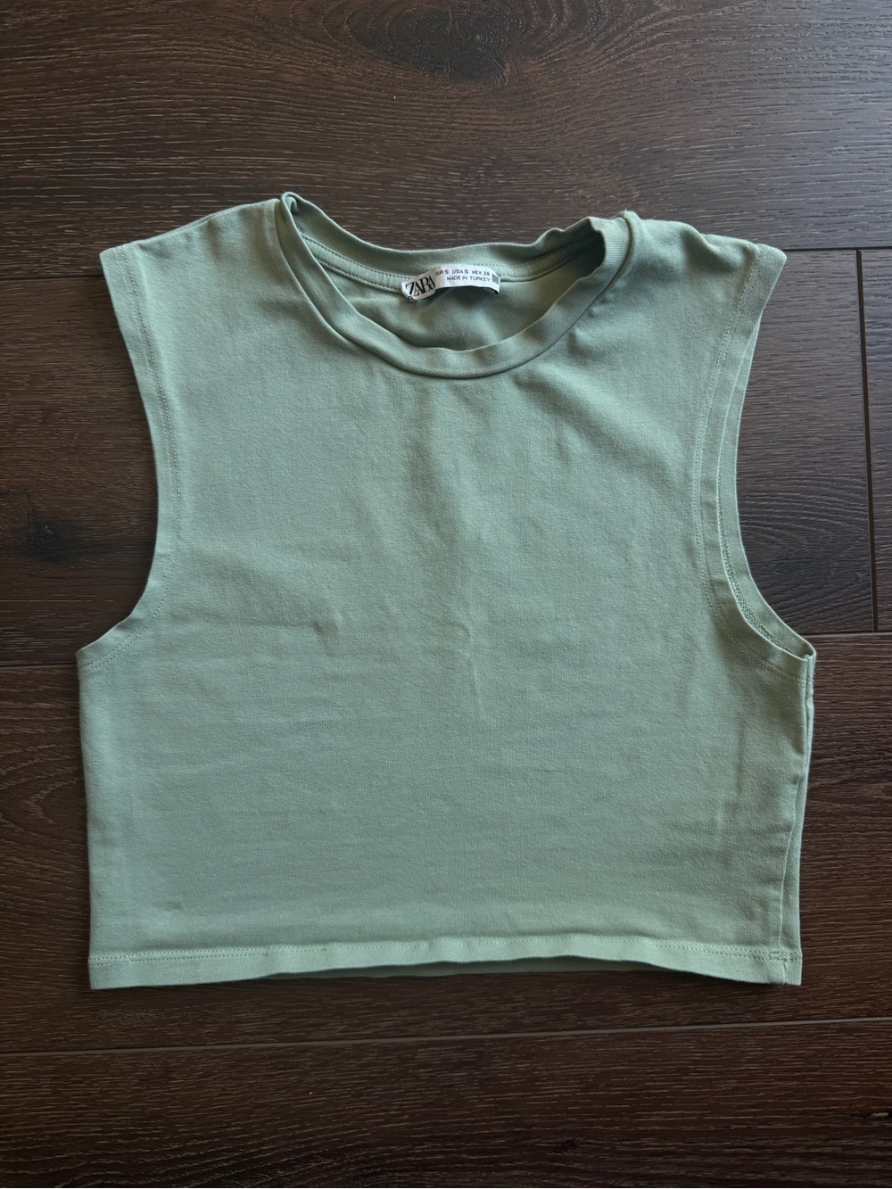 Zara Cropped Muscle Tank in Sage Green